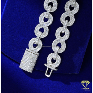 Collier de luxe en argent sterling 925 avec chaîne à maillons infinis en moissanite, style « Iced Out », pour hommes et femmes, vente en gros de bijoux - Product Image 2