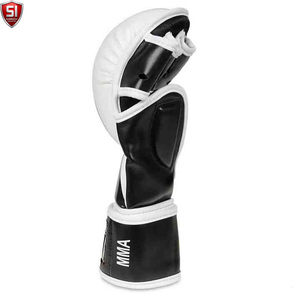 Gants de Sparring MMA en Cuir PU Premium, Gants d'Entraînement à Doigts Ouverts, Sangle de Poignet Réglable, Fermeture Auto-agrippante, Arts Martiaux, Boxe - Product Image 3