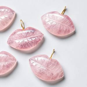 Rose Quartz Lips Shape Carved Crystal Rhinestone Pendant Charm Gold 925 <b>Silver</b> for DIY Jewelry Making <b>Necklace</b> Earrings - Product Image 6