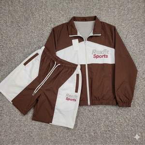 Rexfit Sports Private Label Mens Nylon Sports Tracksuit Reflective <b>Jacket</b> <b>Short</b> Set Tracksuit Set Wholesale - Product Image 4