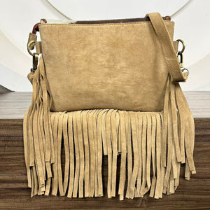 Bolso de Cuero de Primera Calidad con Flecos de Piel de Vaca Occidental, Bolso Cruzado Boho para Mujer con Piedra Turquesa - Product Image 5