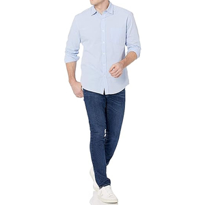 Camisa de Hombre de Manga Larga, Tejida, Transpirable, 100% Algodón Blanco, Elegante, Ajustada, Casual, Ecológica y de Secado Rápido - Product Image 2