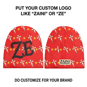 250 GSM Acrylic Seamless Knit Beanie <b>Cap</b> Red Woven Label <b>Winter</b> Fashion Casual Daily - Product Image 1