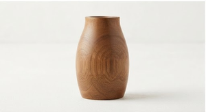 Vase de table en bois d'acacia fait main, design minimaliste rond, pour présentation florale - Product Image 3