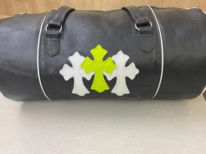 <b>Leather</b> Embroidered Cross Pattern Duffel <b>Bag</b> Large Capacity Zipper Closure Unisex Black and Multicolor Gym Travel <b>Bag</b> - Product Image 2