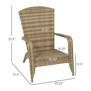 Sedia da Patio Adirondack Blu Scuro in Rattan con Schienale Alto Curvo e Cuscini Morbidi per Terrazza e Giardino, Impilabile per Uso Esterno - Product Image 3
