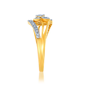 Anillo Abierto Floral de Oro Sólido de 18K con Diamante Cultivado en Laboratorio para Mujer, Joyería de Lujo para Compromiso, Boda o Aniversario - Product Image 3