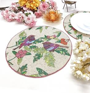 Premium Beaded Embroidered <b>Placemats</b> Handmade <b>Dining</b> <b>Table</b> Accessories for Luxury Home Restaurant Hotel and Event Decoration - Product Image 1