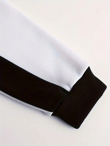 Black & <b>White</b> Diagonal Colorblock <b>Zip</b> <b>Up</b> Hoodie | Custom Men's Fleece Sweatshirt | Wholesale B2B Sourcing Bangladesh - Product Image 4