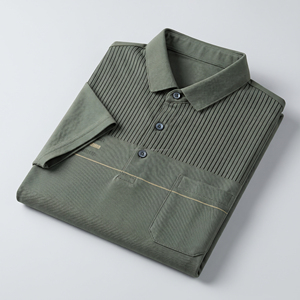 Polo Personalizado para Hombre con Bolsillo, Rayas Verticales Texturizadas, Verde Oliva, Transpirable, Algodón Piqué, Manga Corta, para Golf - Product Image 6