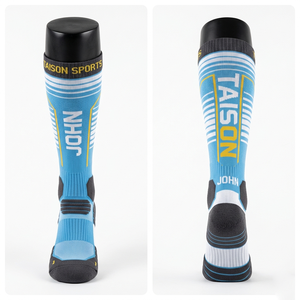 <b>Mens</b> Floorball Performance <b>Socks</b> 180 GSM Cotton Rich Stretch Fabric Green <b>Yellow</b> Panel Cushion Jacquard Logo <b>men</b> <b>socks</b> - Product Image 5