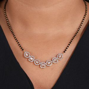 Lab Grown Diamond Mangalsutra Necklace Pear & Emerald Cut Diamond Necklace Modern Bridal Mangalsutra Gold Wedding Jewelry <b>Gift</b> - Product Image 1