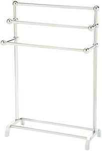 Elegant Stainless Steel Freestanding <b>Towel</b> <b>Rack</b> Double Frame Holder Bathroom Organizer Durable Minimal Structure Design - Product Image 4