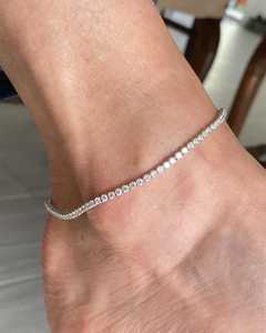 Pulsera de tenis de diamantes y tobillera de oro macizo de 14K, corte redondo, delicada, apilable, de 8.5 pulgadas, para uso en capas, joyería fina para boda, regalos para mujer - Product Image 6
