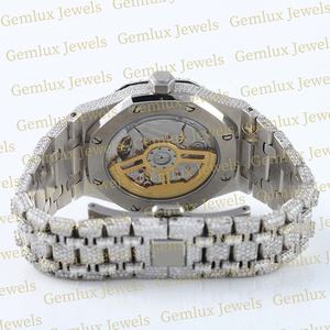 Probador de diamantes Pass de alta calidad Dial árabe D VVS Totalmente helado Moissanite Diamond Fecha automática Reloj de hip hop blanco completo para hombres - Product Image 2