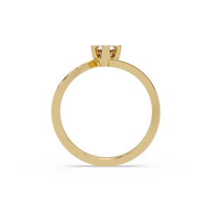 Anillo de Boda Moderno de Oro Puro de 14K con Diamante Cultivado en Laboratorio de Corte Redondo, Anillo Abierto Tipo Bypass, Anillo de Compromiso Solitario Moderno para Mujer - Product Image 3