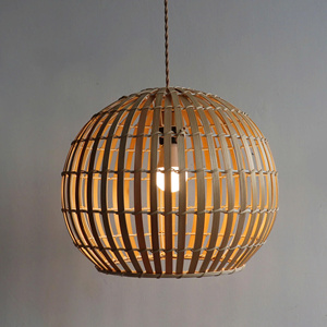 Lámpara Colgante de Mimbre de Bambú, Lámparas de Techo Rústicas para Sala de Estar y Cocina - Product Image 4