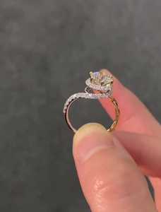 แหวนเพชรทรงกลม 2.02 กะรัต ประดับเพชรรอบวง ดีไซน์หรูหรา สำหรับผู้หญิง ทองคำแท้ 14K เหมาะสำหรับงานแต่งงาน ของขวัญสำหรับคู่รัก - Product Image 5