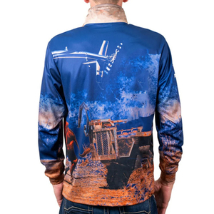 เสื้อโปโลตกปลาแขนยาวปักโลโก้ตามสั่งสำหรับผู้ชาย ผ้าโพลีเอสเตอร์ 100% เสื้อเจอร์ซีย์เปล่าสำหรับใส่กลางแจ้ง - Product Image 5