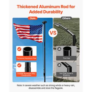 Kit de Mástil de Bandera Seccional Resistente de 25 pies con Luz Solar LED de 136 LED, Mástil de Bandera de Aluminio para Exteriores para Casa o Jardín - Product Image 2