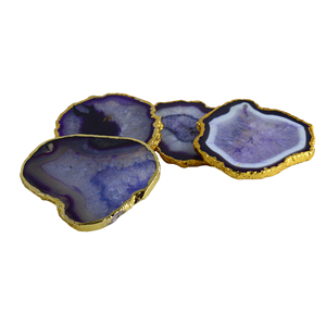 Strongly <b>Agate</b> <b>Coaster</b> Pair for Home Decor Table Restaurant Decor With Gold Plated Finishing <b>Coaster</b> Design - Product Image 4