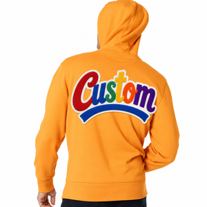 Men's Oversized Colorful Print Sweatshirt Custom Manufacturer With Solid <b>Orange</b> Fleece Drop Shoulder <b>Hoodies</b> Private Label USA - Product Image 2