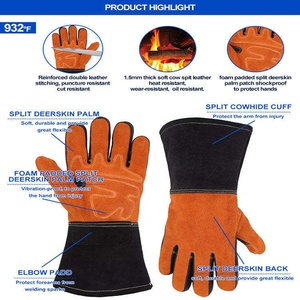 Guantes de Soldadura de Cuero Personalizables, Impermeables, Antivibración, de Uso General, Duraderos y Resistentes a la Abrasión - Product Image 4