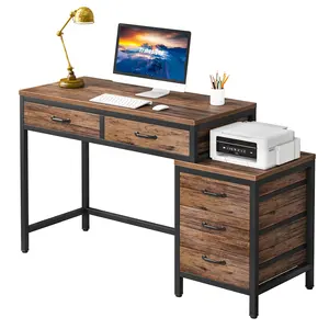 Tribesigns Home Office Desks with Reversible Storage Drawers Cabinet Printer Stand Computer Writing Desk with 5 Drawers