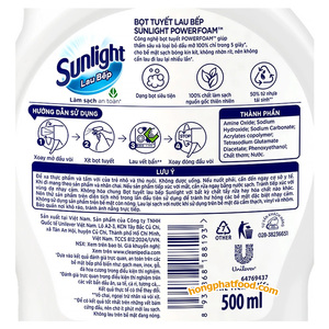Sunlight PowerFoam Kitchen <b>Cleaner</b> Spray Lemon Scent Liquid All Purpose Glass Cleaning Spray 500 mL - Product Image 3
