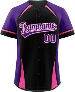 Camiseta de Béisbol Rosa Personalizada, 100% Algodón, Uniforme de Equipo, Camisa Deportiva con Botones, Logotipo OEM, Ropa Deportiva Transpirable al por Mayor - Product Image 5