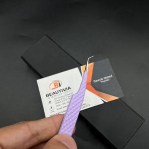 Pince à cils professionnelle violet clair à 45 degrés en acier inoxydable pointe lisse pince à épiler à extension de cils de 11cm vente en gros - Product Image 2