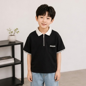 Polo décontracté pour garçons OEM ODM, design coréen, 65% coton, 35% polyester, tricoté, vêtements pour enfants - Product Image 2