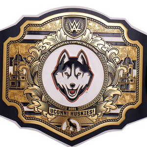 Ceinture de championnat des UConn Huskies avec détails dorés, ceintures de titre sportives universitaires - Product Image 2