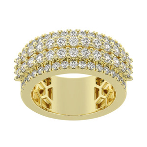 Anillo de Hip Hop con Moissanita Redonda Iced Out, Claridad VVS, Banda de Media Eternidad de Varias Hileras, Oro Amarillo de 18K, Regalo de Cumpleaños, Joyería para Hombre - Product Image 2