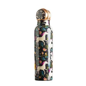 Regalo corporativo de bienestar: Botella de agua metálica con diseño floral bohemio y tapa, portátil para viajes. - Product Image 6