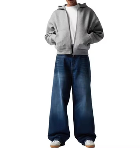 Sweat à capuche zippé de luxe 2026 en molleton de coton doux, uni, écologique, tendance, coupe oversize, style streetwear, en promotion - Product Image 2