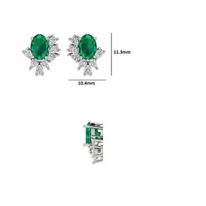 Elegant Luxury 14KT <b>Gold</b> Fine Jewelry Lab Grown Oval <b>Emerald</b> Pear Diamonds Prong Set Women Stud <b>Earrings</b> for Wedding Party - Product Image 3