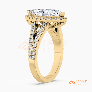 แหวนหมั้นเพชรโมอิสซาไนต์ทรงมาร์คีส์ ทองคำขาว 14K ประดับด้วยวงแหวนเฮโล หรูหรา สำหรับเจ้าสาว ของขวัญยอดนิยมในสหรัฐอเมริกา - Product Image 6