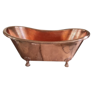 Bañera de Cobre Pulido Martillado a Mano con Patas de Gato, Bañera Independiente de Diseño para Spa, Hotel o Bienestar - Product Image 1