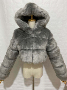 Veste en cuir PU respirante pour femme avec fourrure de renard, col amovible, capuche, manteau d'hiver chaud, couleur unie, manches longues, longueur courte - Product Image 2