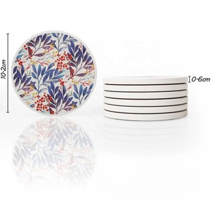 The Handmade Collection Resin Round <b>Coaster</b> Set Blue Mediterranean Design Non Slip Eco-Friendly Handmade 10cm Diameter 5mm Thick - Product Image 2