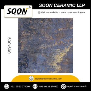 Carreaux muraux en porcelaine effet marbre azur céleste, finition brillante, 600x600mm, texture imitation pierre, usage intérieur, antibactérien - Product Image 3