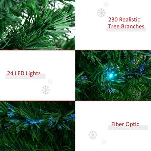 Albero di Natale Artificiale Douglas Fir Pre-Illuminato con 230 Rami Realistici, 6 Piedi di Altezza, 24 Luci LED Multicolore e Fibre Ottiche - Product Image 3