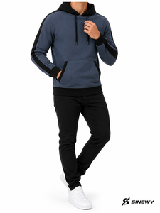 Sweat-shirt à capuche pour homme SINEWY, coupe classique, manches classiques, couleur unie, polaire, vêtements décontractés d'hiver, séchage rapide, avec poche - Product Image 6