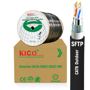 สายอีเธอร์เน็ตสำหรับภายนอกอาคาร Kico Factory รุ่นประสิทธิภาพสูง CAT6 SFTP  พร้อมปลอกหุ้ม PVC ได้รับการรับรองมาตรฐาน SGS/CE/RoHS สีเทา/น้ำเงิน  วัสดุ CCA/CU 4P รุ่น <span class=keywords><strong>K612</strong></span> - Product Image 3