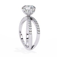 Bague de fiançailles en moissanite taille ronde avec bande croisée, bijou de mariage solitaire pour femme