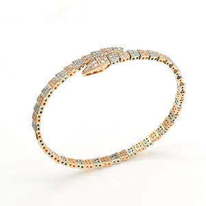 Dernier design Bracelet manchette en or 14 carats bicolore avec diamants naturels 1,17 carats clarté SI Bracelets ajustables Prêt à être expédié - Product Image 5