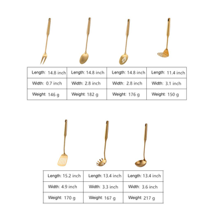 Ensemble de 6 cuillères de service dorées en acier inoxydable, ustensiles de cuisine haut de gamme pour la maison, la salle à manger et les restaurants - Product Image 3
