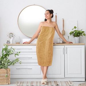 Serviette de bain en coton de couleur unie, rectangulaire, teinte, pour usage domestique - Product Image 5