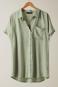 Breathable <b>Linen</b> Rayon Short Sleeve Women Shirts Custom Print Button up Shirts - Product Image 3